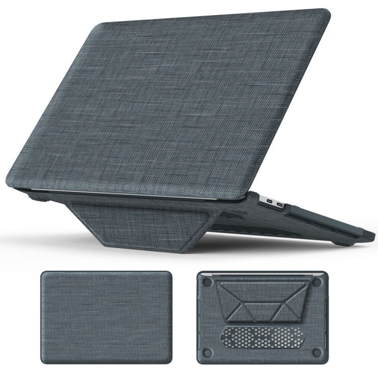 For MacBook Pro 13.3 inch M1 A2338 Fabric Magnetic Holder Laptop Protective Case(Grey) - MacBook Pro Cases by PMC Jewellery | Online Shopping South Africa | PMC Jewellery | Buy Now Pay Later Mobicred