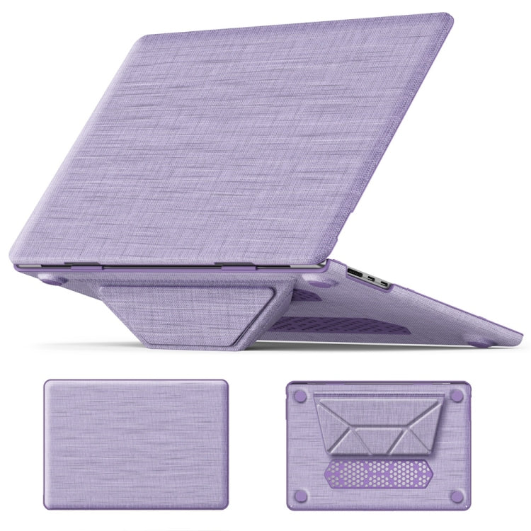 For MacBook Air 15.3 inch A3114 / A2941 Fabric Magnetic Holder Laptop Protective Case(Purple) - MacBook Air Cases by PMC Jewellery | Online Shopping South Africa | PMC Jewellery | Buy Now Pay Later Mobicred