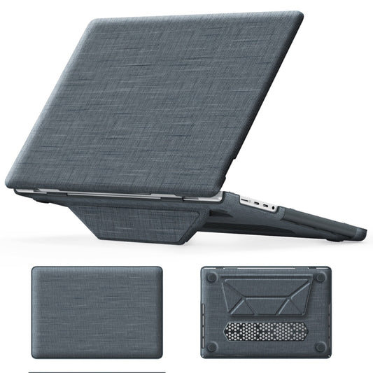 For MacBook Pro 16.2 inch A2991 / A2485 Fabric Magnetic Holder Laptop Protective Case(Grey) - MacBook Pro Cases by PMC Jewellery | Online Shopping South Africa | PMC Jewellery | Buy Now Pay Later Mobicred