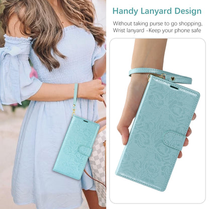 For Samsung Galaxy S25 5G Peony Flowers Imprint Leather Phone Case(Sky Blue) - Galaxy S25 5G Cases by PMC Jewellery | Online Shopping South Africa | PMC Jewellery | Buy Now Pay Later Mobicred