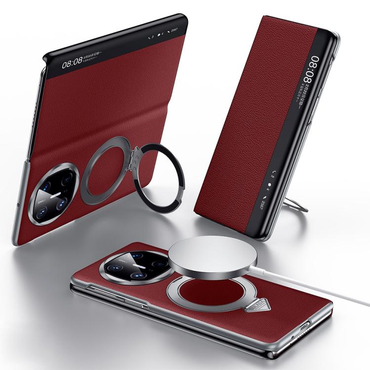 For Huawei Mate X6 SULADA Smart View Window MagSafe Magnetic Holder Leather Phone Case(Red) - free shipping - PMC TechLife - Order now!