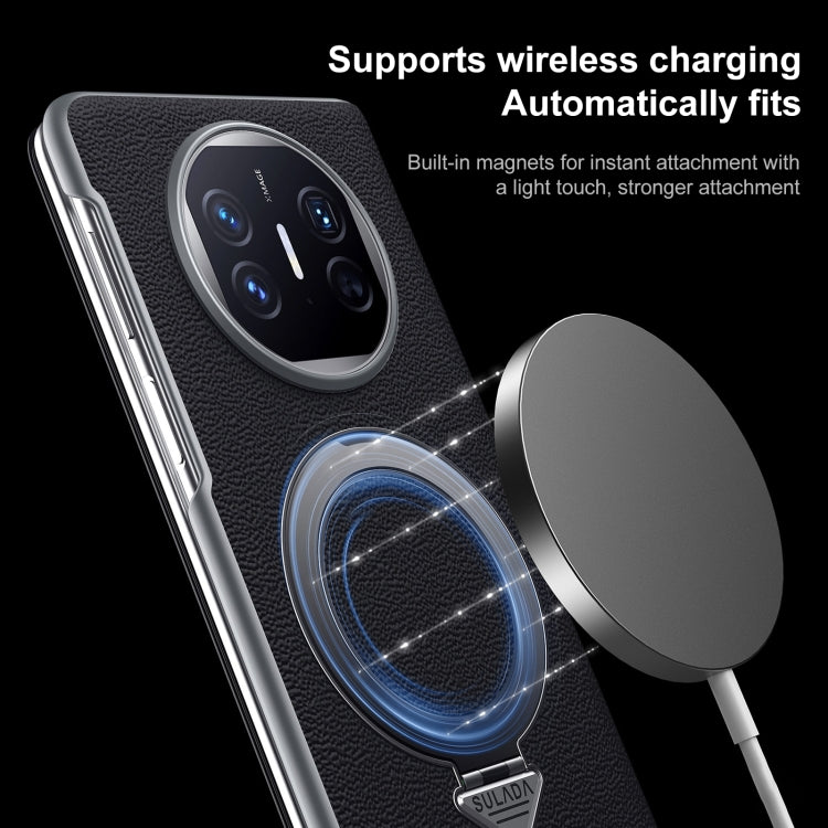 For Huawei Mate X6 SULADA Smart View Window MagSafe Magnetic Holder Leather Phone Case(Blue) - Huawei Cases by SULADA | Online Shopping South Africa | PMC TechLife | Buy Now Pay Later Mobicred