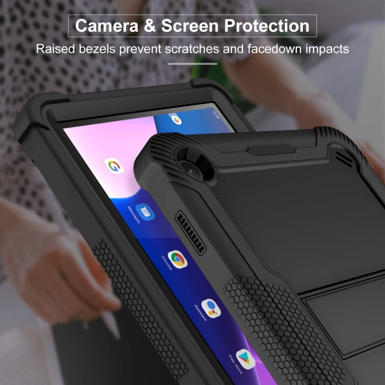 For Lenovo Tab M10 3rd Gen / TB328 Silicone Hybrid PC Tablet Case with Holder(Black) - Lenovo by PMC TechLife | Online Shopping South Africa | PMC TechLife | Buy Now Pay Later Mobicred