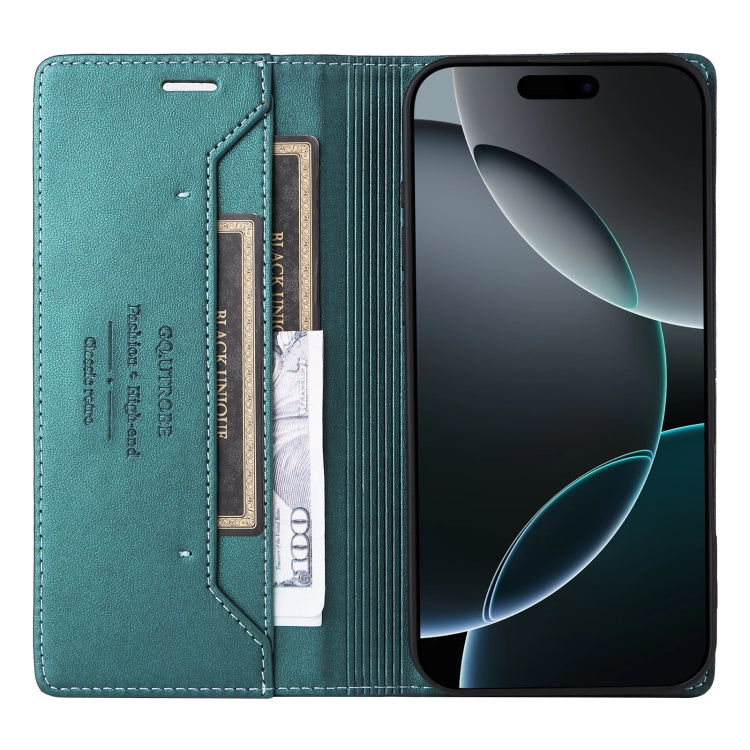 For iPhone 16 Pro Max GQUTROBE G01 RFID Anti-theft Leather Phone Case(Green) - iPhone 16 Pro Max Cases by GQUTROBE | Online Shopping South Africa | PMC Jewellery | Buy Now Pay Later Mobicred