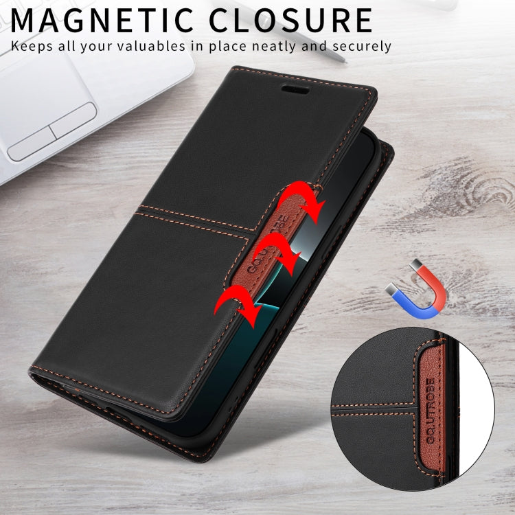 For iPhone 16 GQUTROBE G01 RFID Anti-theft Leather Phone Case(Black) - iPhone 16 Cases by GQUTROBE | Online Shopping South Africa | PMC Jewellery | Buy Now Pay Later Mobicred