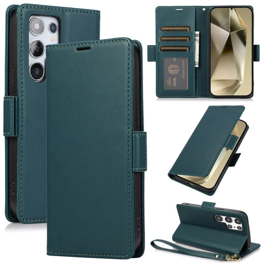 For Samsung Galaxy S25 Ultra 5G Side Buckle RFID Anti-theft Leather Phone Case(Green) - Galaxy S25 Ultra 5G Cases by PMC Jewellery | Online Shopping South Africa | PMC Jewellery | Buy Now Pay Later Mobicred