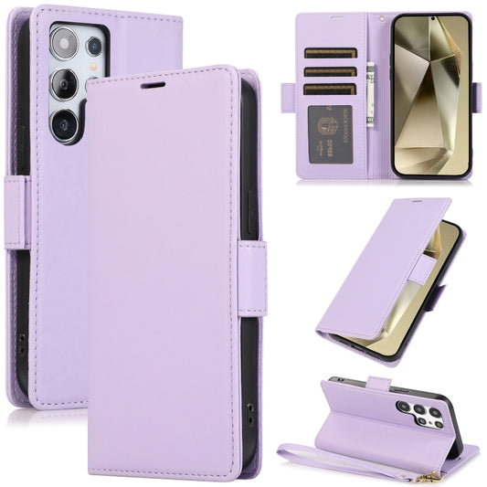 For Samsung Galaxy S25 Ultra 5G Side Buckle RFID Anti-theft Leather Phone Case(Light Purple) - Galaxy S25 Ultra 5G Cases by PMC Jewellery | Online Shopping South Africa | PMC Jewellery | Buy Now Pay Later Mobicred