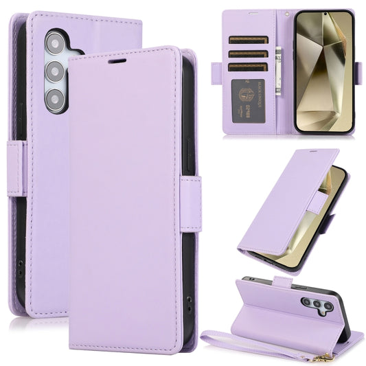 For Samsung Galaxy S25 / S24 5G Side Buckle RFID Anti-theft Leather Phone Case(Light Purple) - Galaxy S25 5G Cases by PMC Jewellery | Online Shopping South Africa | PMC Jewellery | Buy Now Pay Later Mobicred