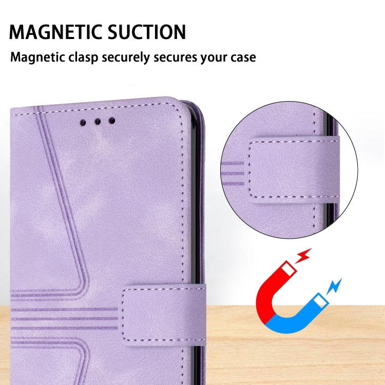 For Samsung Galaxy S25+5G Triangle Solid Color Leather Phone Case(Purple) - Galaxy S25+ 5G Cases by PMC TechLife | Online Shopping South Africa | PMC TechLife | Buy Now Pay Later Mobicred