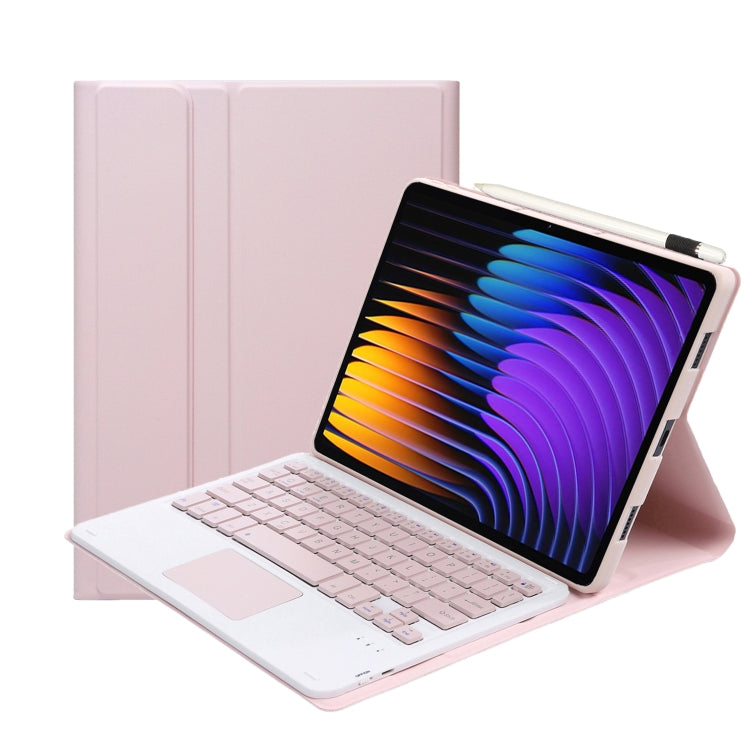 For Xiaomi Pad 7 / 7 Pro 11.2 inch A0N13-A Ultra-thin Detachable Bluetooth Keyboard Leather Tablet Case with Touchpad(Pink White) - Others Keyboard by PMC Jewellery | Online Shopping South Africa | PMC Jewellery | Buy Now Pay Later Mobicred