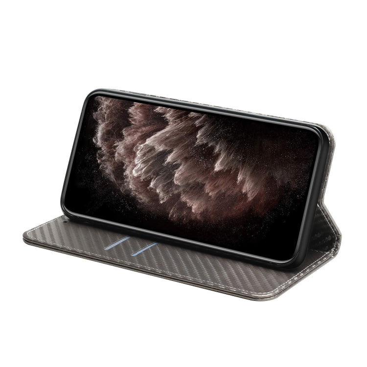 For Samsung Galaxy S25 5G Carbon Fiber Texture Magnetic Flip Leather Phone Case(Grey) - free shipping - PMC Jewellery - Order now!