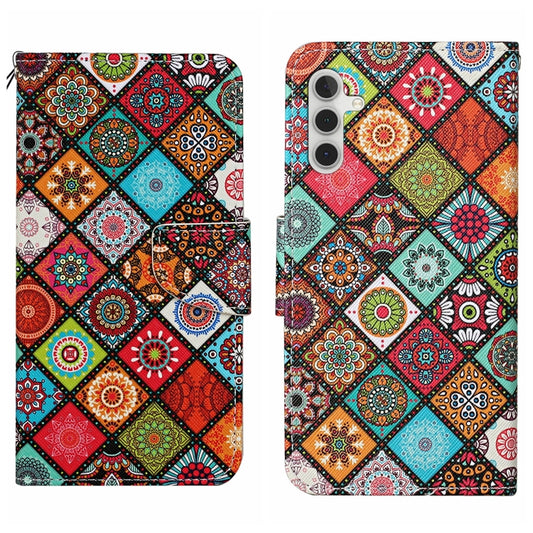 For Samsung Galaxy S25 5G Colored Drawing Pattern Leather Phone Case(Ethnic Style) - Galaxy S25 5G Cases by PMC Jewellery | Online Shopping South Africa | PMC Jewellery | Buy Now Pay Later Mobicred