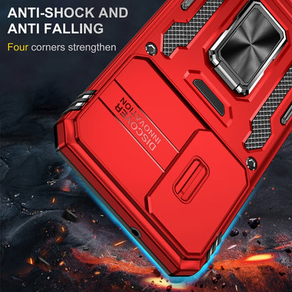 For Samsung Galaxy S25 5G Armor PC Hybrid TPU Camera Shield Phone Case(Red) - Galaxy S25 5G Cases by PMC Jewellery | Online Shopping South Africa | PMC Jewellery | Buy Now Pay Later Mobicred