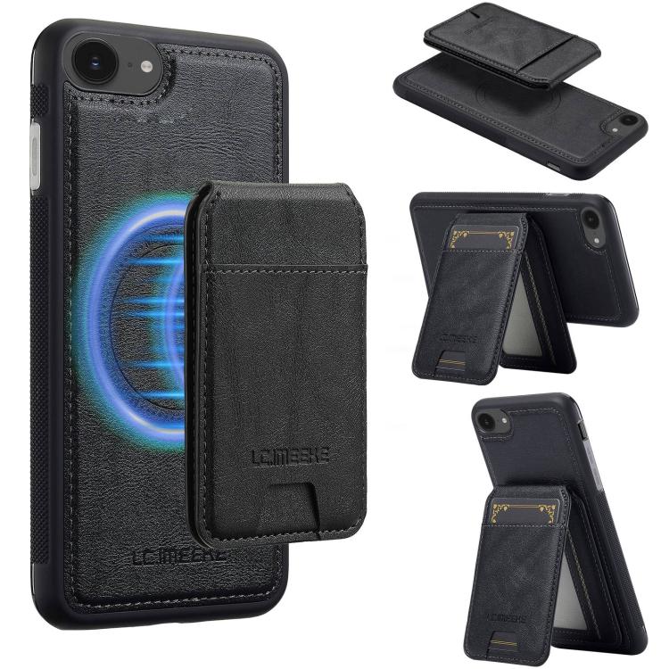 For iPhone SE 2024 LC.IMEEKE L3 Series Detachable RFID Card Bag Magsafe Phone Case(Black) - free shipping - PMC TechLife - Order now!