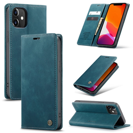 For iPhone 12 / 12 Pro CaseMe-013 Multifunctional Retro Frosted Horizontal Flip Leather Case with Card Slot & Holder & Wallet(Blue) - iPhone 12 / 12 Pro Cases by CaseMe | Online Shopping South Africa | PMC Jewellery | Buy Now Pay Later Mobicred