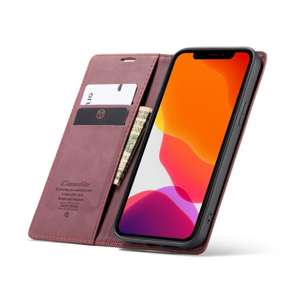 For iPhone 12 / 12 Pro CaseMe-013 Multifunctional Retro Frosted Horizontal Flip Leather Case with Card Slot & Holder & Wallet(Wine Red) - iPhone 12 / 12 Pro Cases by CaseMe | Online Shopping South Africa | PMC Jewellery | Buy Now Pay Later Mobicred