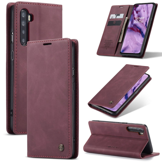 For OnePlus Nord CaseMe-013 Multifunctional Retro Frosted Horizontal Flip Leather Case with Card Slot & Holder & Wallet(Wine Red) - OnePlus Cases by CaseMe | Online Shopping South Africa | PMC Jewellery