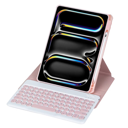 For iPad Pro 11 2024 YL13 360 Rotation Acrylic Transparent Round Keycap Bluetooth Keyboard Leather Case(Pink) - For iPad Pro by PMC Jewellery | Online Shopping South Africa | PMC Jewellery | Buy Now Pay Later Mobicred