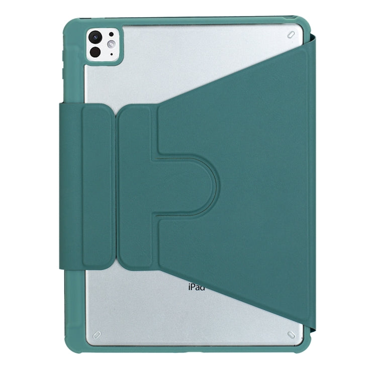 For iPad Pro 11 2024 YL13 360 Rotation Acrylic Transparent Round Keycap Bluetooth Keyboard Leather Case(Green) - For iPad Pro by PMC Jewellery | Online Shopping South Africa | PMC Jewellery | Buy Now Pay Later Mobicred