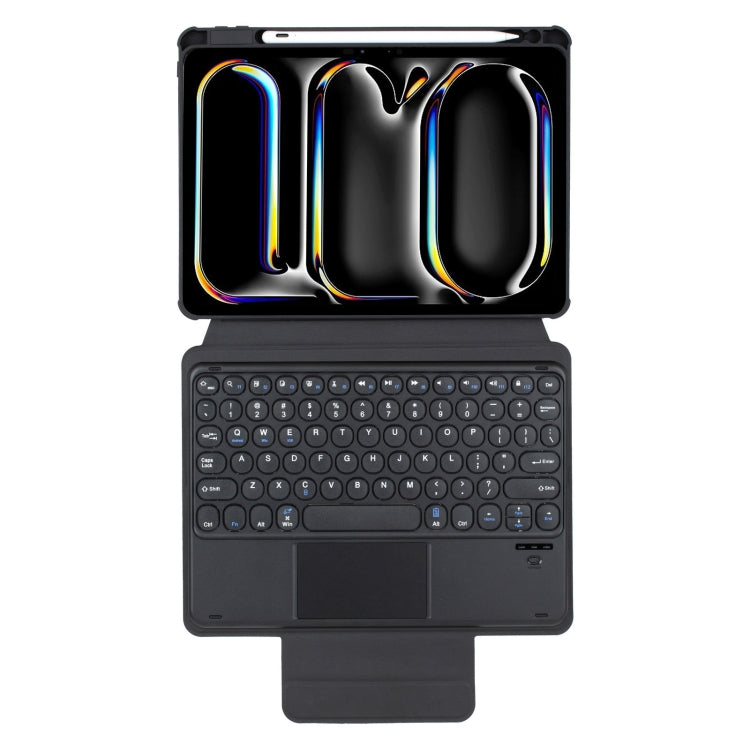 For iPad Pro 11 2024 YL13-A 360 Rotation Acrylic Transparent Round Keycap Bluetooth Keyboard Leather Case With Touch Control(Black) - For iPad Pro by PMC Jewellery | Online Shopping South Africa | PMC Jewellery | Buy Now Pay Later Mobicred