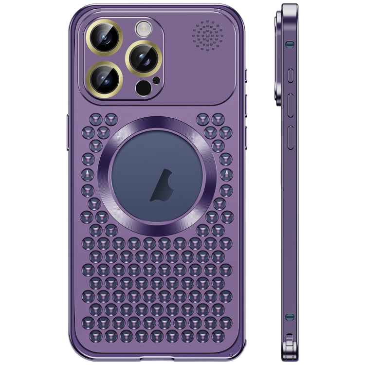 For iPhone 16 Pro Max Spring Buckle MagSafe Magnetic Metal Aromatherapy Phone Case(Purple) - free shipping - PMc TechLife - Order now!