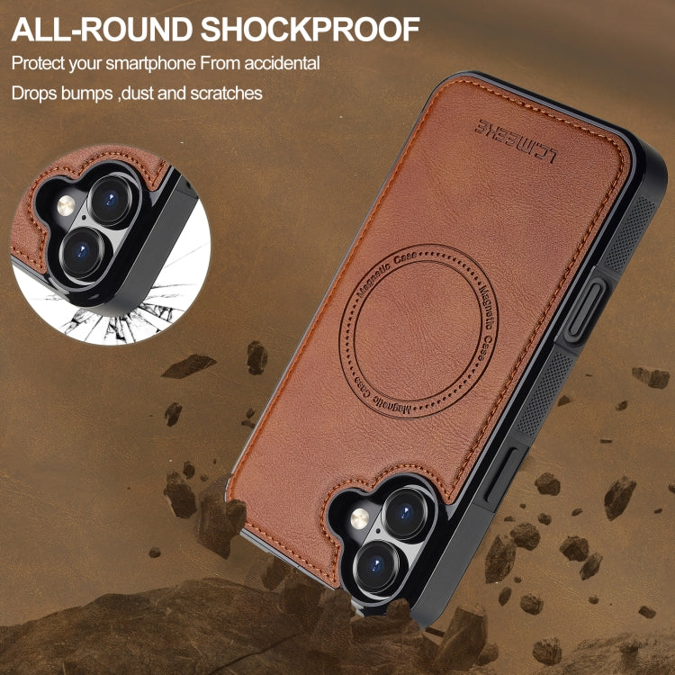 For iPhone 16 Plus LC.IMEEKE L5 Series Detachable RFID Card Bag Magsafe Phone Case(Brown) - free shipping - PMC Jewellery - Order now!