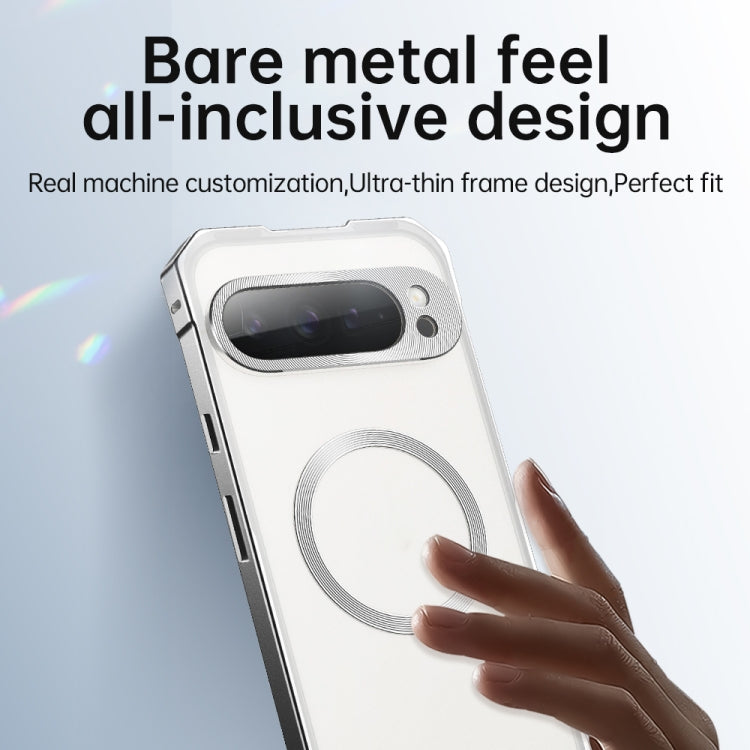 For Google Pixel 8 Pro Irregular Alloy Frame Fosted Translucent MagSafe Phone Case(Black) - Google Cases by PMC TechLife | Online Shopping South Africa | PMC TechLife | Buy Now Pay Later Mobicred
