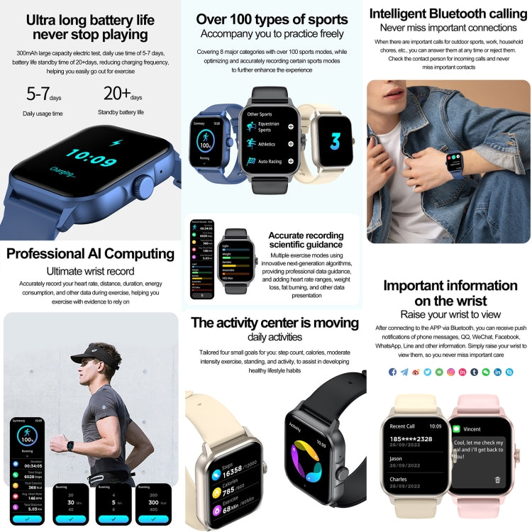 ZW36A 1.83 inch BT Call Smart Watch, Blood oxygen / Blood Pressure / Heart Rate(Gold) - free shipping - PMC TechLife - Order now!