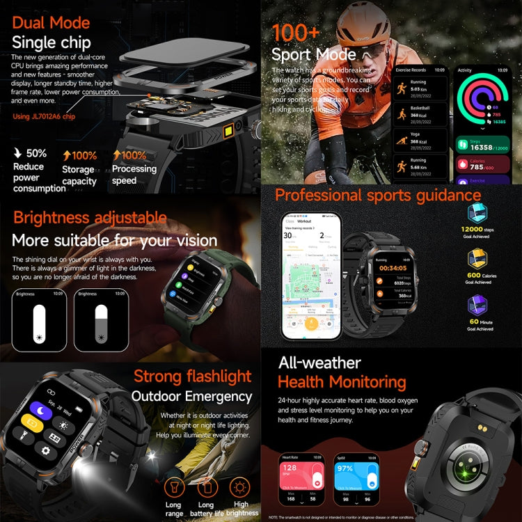 ZW69 1.97 inch AMOLED Outdoor Sports BT Call Smart Watch, Blood Oxygen / Heart Rate / Remote Photography / Sleep monitoring(Green) - Smart Wristbands by PMC TechLife | Online Shopping South Africa | PMC TechLife | Buy Now Pay Later Mobicred