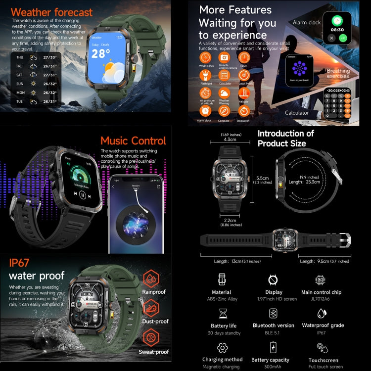 ZW69 1.97 inch AMOLED Outdoor Sports BT Call Smart Watch, Blood Oxygen / Heart Rate / Remote Photography / Sleep monitoring(Green) - Smart Wristbands by PMC TechLife | Online Shopping South Africa | PMC TechLife | Buy Now Pay Later Mobicred
