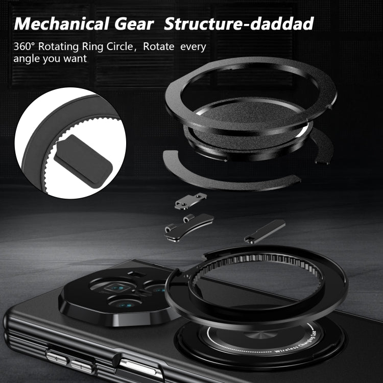 For Honor Magic V3 Gold Medal Rotating Folding Series Ring Holder Phone Case(Black) - Honor Cases by PMC TechLife | Online Shopping South Africa | PMC TechLife | Buy Now Pay Later Mobicred