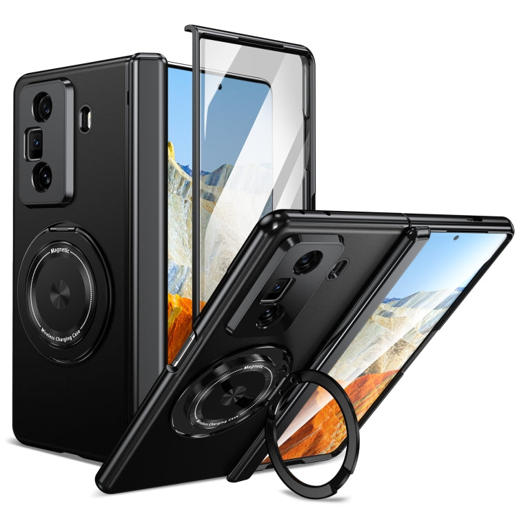 For Honor Magic Vs3 Gold Medal Rotating Folding Series Ring Holder Phone Case(Black) - Honor Cases by PMC TechLife | Online Shopping South Africa | PMC TechLife | Buy Now Pay Later Mobicred