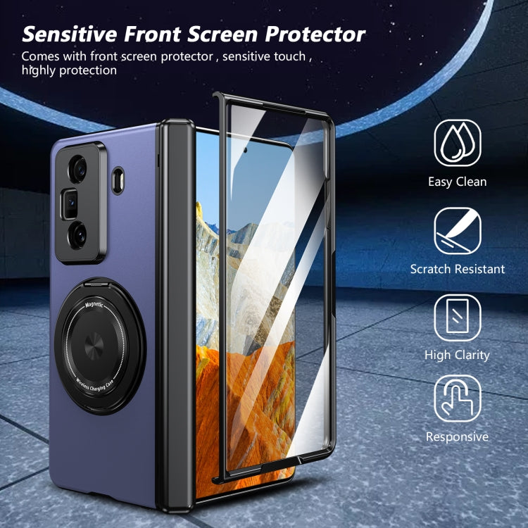 For Honor Magic Vs3 Gold Medal Rotating Folding Series Ring Holder Phone Case(Blue) - Honor Cases by PMC TechLife | Online Shopping South Africa | PMC TechLife | Buy Now Pay Later Mobicred