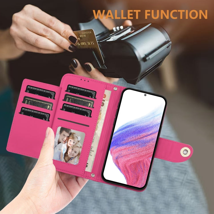 For Doogee N55 Plus Rhombic Texture Flip Leather Phone Case with Lanyard(Rose Red) - Doogee Cases by PMC TechLife | Online Shopping South Africa | PMC TechLife | Buy Now Pay Later Mobicred