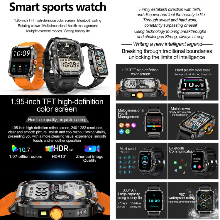 ZW59 1.95 inch BT Call Sports Smart Watch, Blood Oxygen / Heart Rate / Remote Photography(Orange) - free shipping - PMC TechLife - Order now!