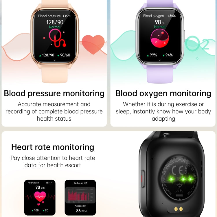 KT73S 1.85 inch Square Screen BT Call Smart Watch, Heart Rate / Blood Pressure / Blood Oxygen / Female Health / Sleep Monitoring(Purple) - free shipping - PMC TechLife - Order now!