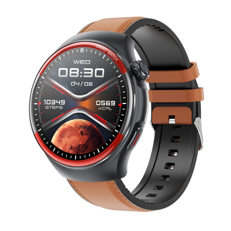 T82 1.43 inch Round Screen BT Call Smart Watch, Heart Rate / Blood Pressure / Blood Oxygen / Sleep / Blood Sugar / HRV / Metope / SOS, Strap:Leather Brown - Smart Wristbands by PMC TechLife | Online Shopping South Africa | PMC TechLife | Buy Now Pay Later Mobicred