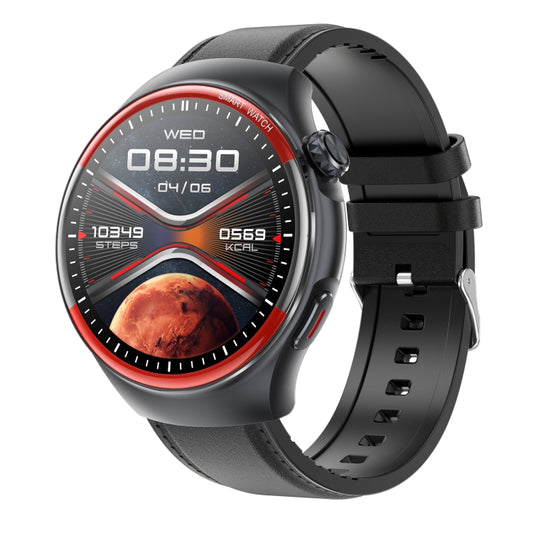 T82 1.43 inch Round Screen BT Call Smart Watch, Heart Rate / Blood Pressure / Blood Oxygen / Sleep / Blood Sugar / HRV / Metope / SOS, Strap:Leather Black - Smart Wristbands by PMC Jewellery | Online Shopping South Africa | PMC Jewellery | Buy Now Pay Later Mobicred