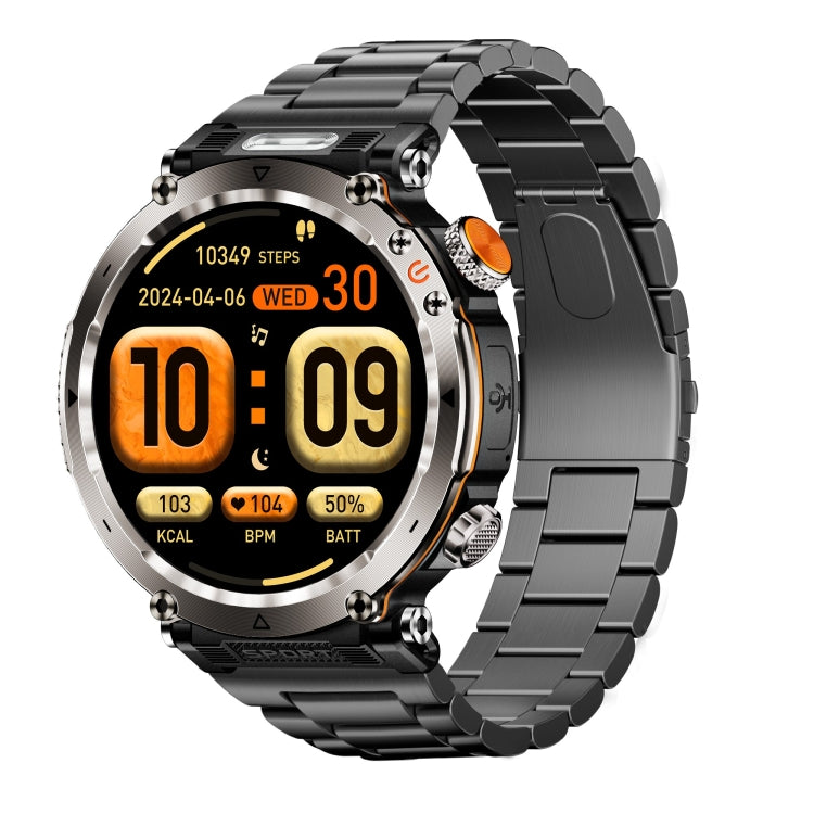 HT30 1.7 inch IP68 Waterproof Steel Band Smart Watch, Support Flashlight / Banknote Detector Light / Compass(Black) - Smart Wristbands by PMC TechLife | Online Shopping South Africa | PMC TechLife | Buy Now Pay Later Mobicred