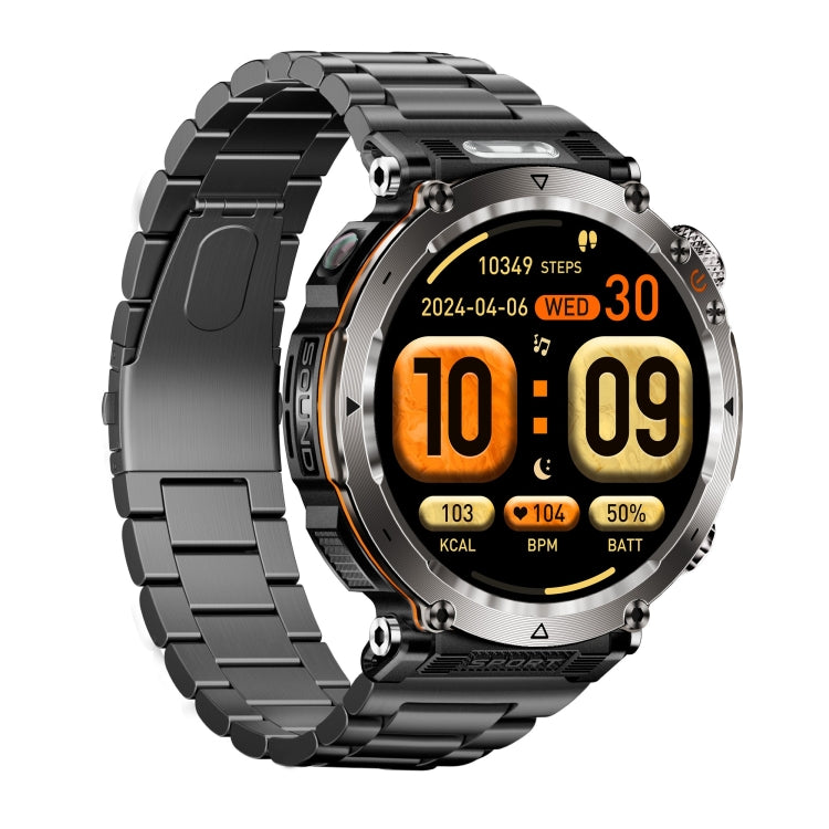 HT30 1.7 inch IP68 Waterproof Steel Band Smart Watch, Support Flashlight / Banknote Detector Light / Compass(Black) - Smart Wristbands by PMC TechLife | Online Shopping South Africa | PMC TechLife | Buy Now Pay Later Mobicred