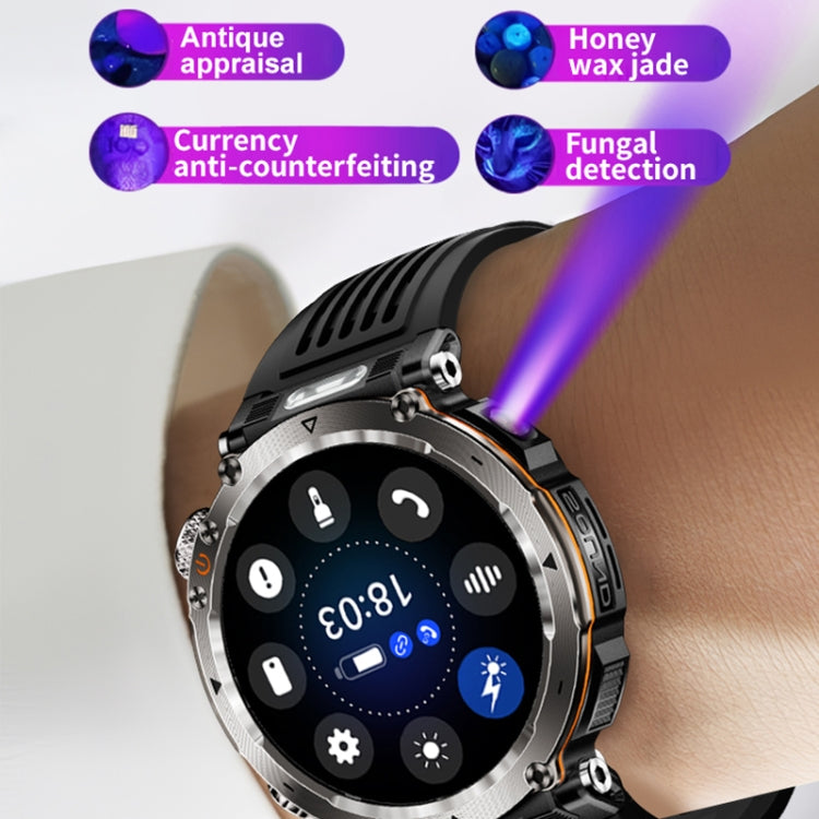 HT30 1.7 inch IP68 Waterproof Steel Band Smart Watch, Support Flashlight / Banknote Detector Light / Compass(Black) - Smart Wristbands by PMC TechLife | Online Shopping South Africa | PMC TechLife | Buy Now Pay Later Mobicred