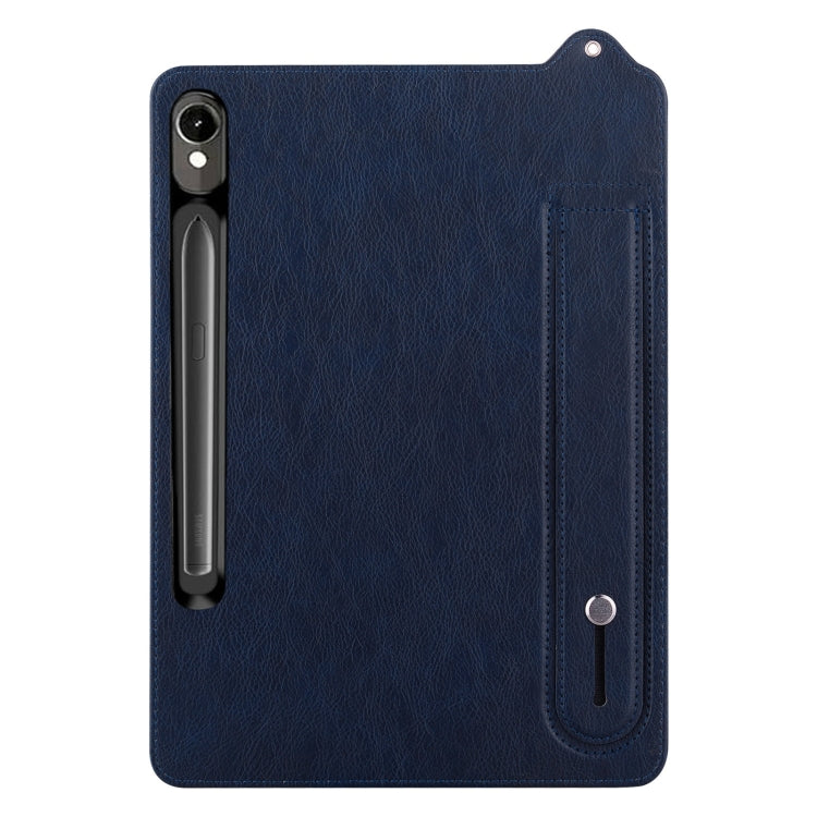 For Samsung Galaxy Tab S10 / S9 / S8 / S7 TPU Leather Back Tablet Case with Wristband(Dark Blue) - Tab S10 Cases by PMC Jewellery | Online Shopping South Africa | PMC Jewellery | Buy Now Pay Later Mobicred