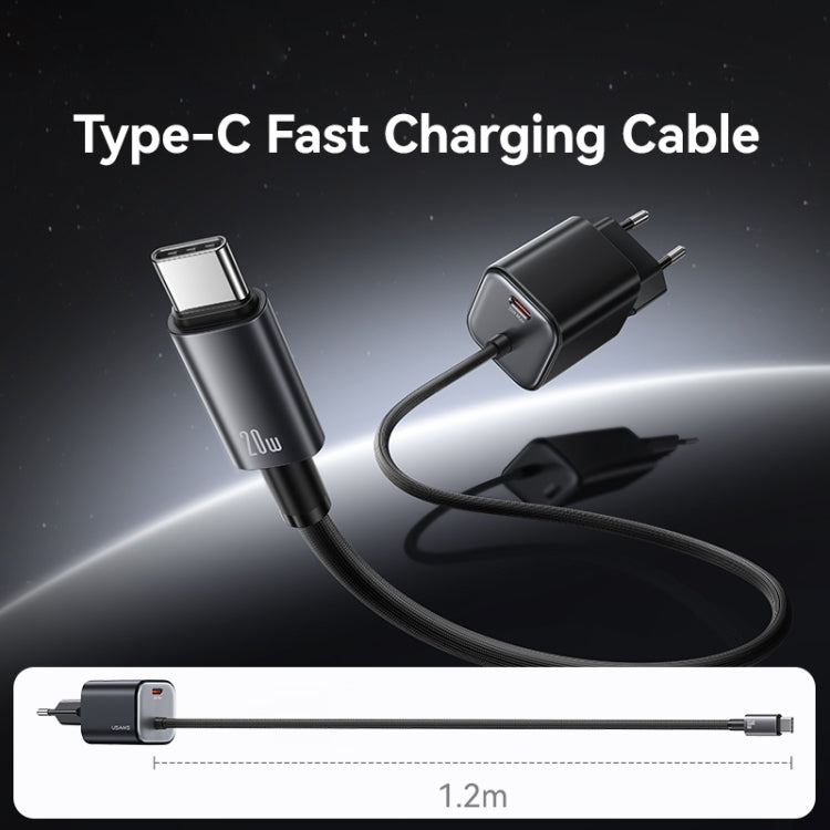 USAMS CC261 20W GaN Mini Type-C / USB-C Dual Port Fast Charger with Cable, EU Plug(White) - free shipping - PMC TechLife - Order now!