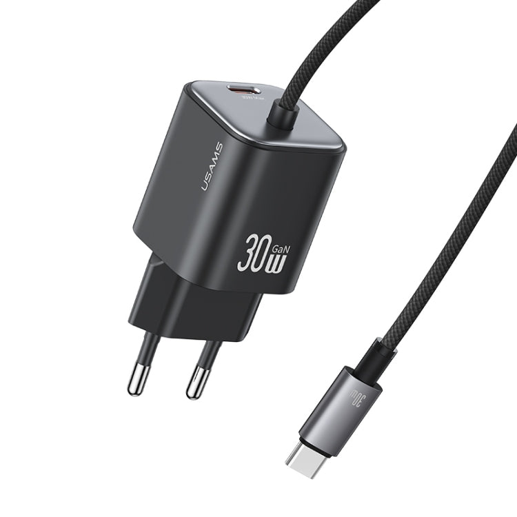USAMS CC264 30W GaN Mini Type-C / USB-C Dual Port Fast Charger with Cable, EU Plug(Black) - free shipping - PMC TechLife - Order now!