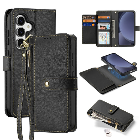 For Samsung Galaxy S25+ 5G DUX DUCIS Lawa Series 2 in 1 Wallet Zipper Detachable MagSafe Phone Case with Lanyard(Black) - Galaxy S25+ 5G Cases by DUX DUCIS | Online Shopping South Africa | PMC Jewellery | Buy Now Pay Later Mobicred