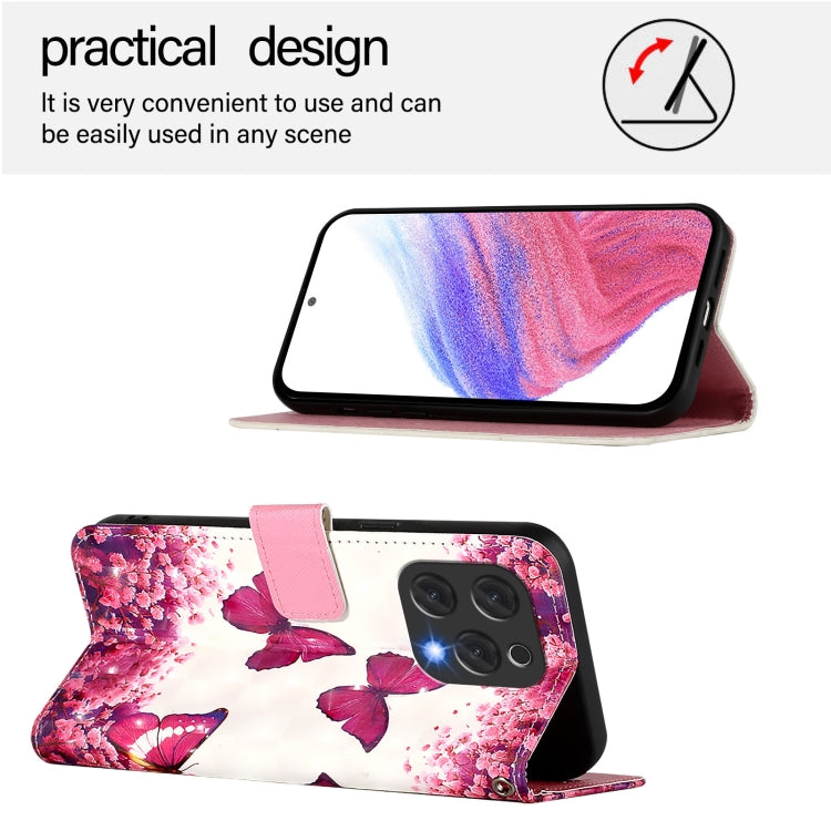 For Doogee N55 Plus 3D Painting Horizontal Flip Leather Phone Case(Rose Butterfly) - More Brand by PMC TechLife | Online Shopping South Africa | PMC TechLife | Buy Now Pay Later Mobicred