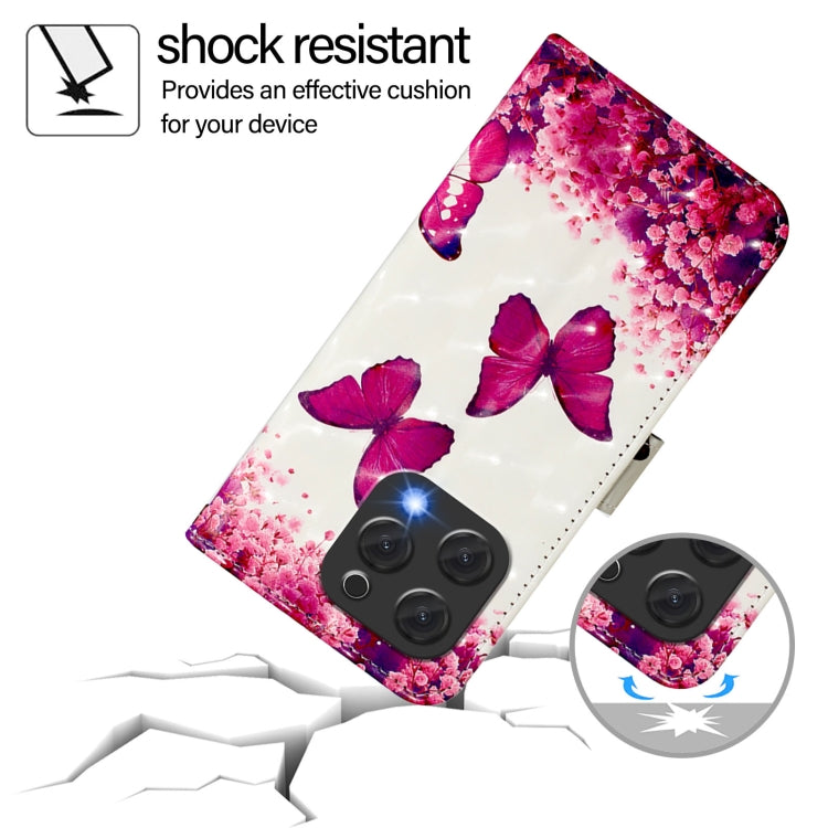 For Doogee N55 Plus 3D Painting Horizontal Flip Leather Phone Case(Rose Butterfly) - More Brand by PMC TechLife | Online Shopping South Africa | PMC TechLife | Buy Now Pay Later Mobicred