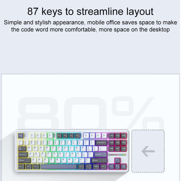 AULA F87 87 Keys Wired/2.4G/Bluetooth Three Model Customized RGB Mechanical Keyboard(White Black Green) - free shipping - PMC TechLife - Order now!