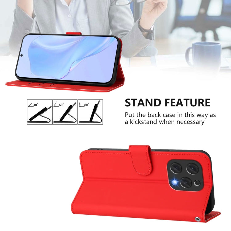 For Doogee N55 Plus Skin Feel Solid Color Leather Phone Case with Lanyard(Red) - Doogee Cases by PMC TechLife | Online Shopping South Africa | PMC TechLife | Buy Now Pay Later Mobicred
