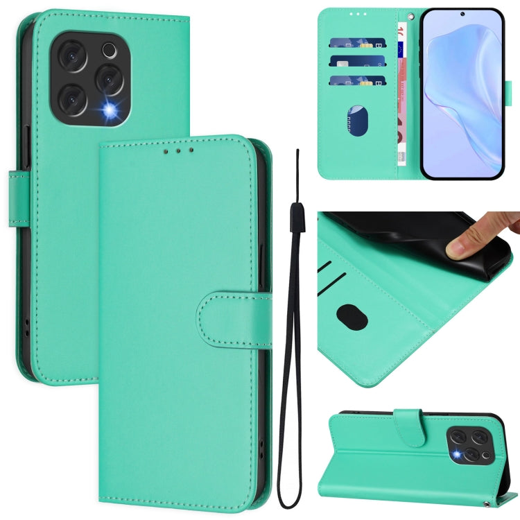 For Doogee N55 Plus Skin Feel Solid Color Leather Phone Case with Lanyard(Green) - free shipping - PMC TechLife - Order now!